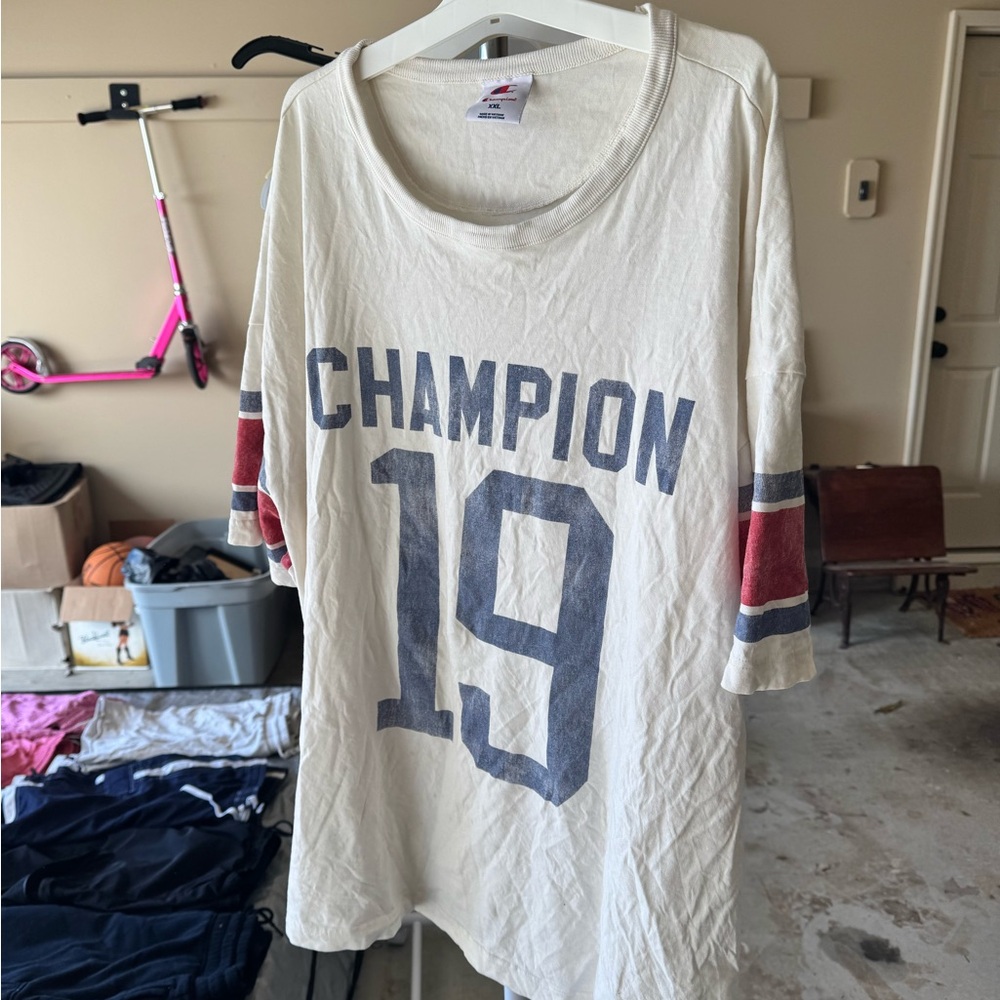 Champion Cream and Blue 19 Tee